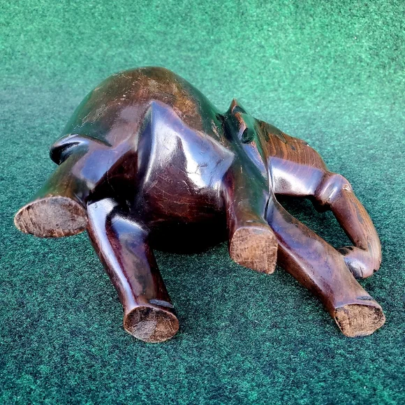 Handcrafted Elephant Wood Decorative Artisan 6"x6" Heavy 2lbs - Picture 7 of 14